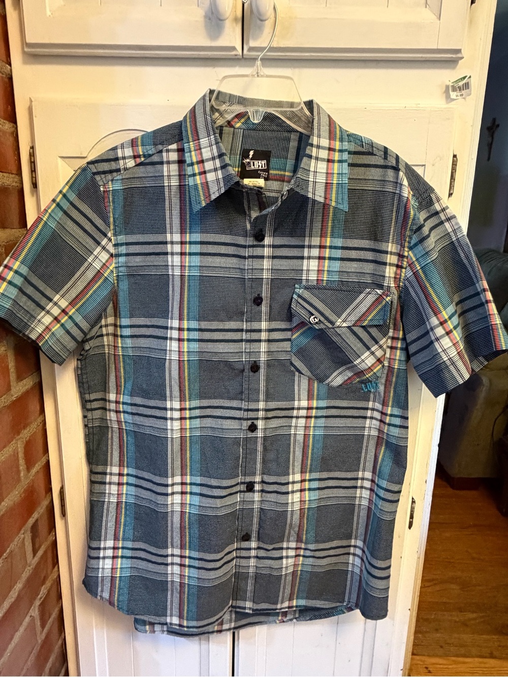 Lost Enterprises Button Down Plaid Shirt Surf Skate 2006 Sz M